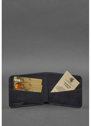 Красивый мужской кошелек из натуральной кожи мужское кожаное портмоне синее удобный кошеле для мужчин портмоне4 фото