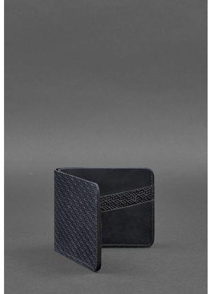 Красивый мужской кошелек из натуральной кожи мужское кожаное портмоне синее удобный кошеле для мужчин портмоне2 фото