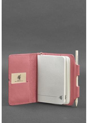Кожаный блокнот розовый женский софт-бук ручной работы блокнот люкс класса из натурльной кожи женский3 фото