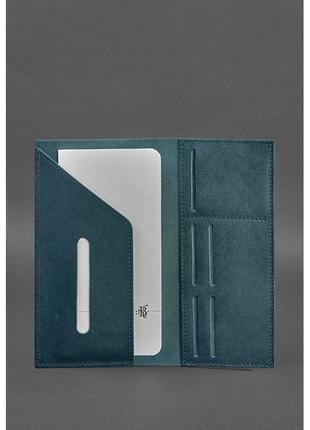Кожаный тревел-кейс для документов и карточек зеленый стильный холдер для документов из натуральной кожи3 фото