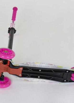 Детский трехколесный самокат, спортивный розовый самокат для девочки от 3 лет, колеса со светом6 фото