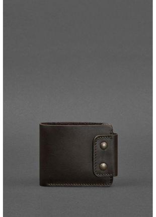 Чоловіче шкіряне портмоне темно-коричневе красивий чоловічий гаманець портмоне чоловіче з натуральної шкіри краст
