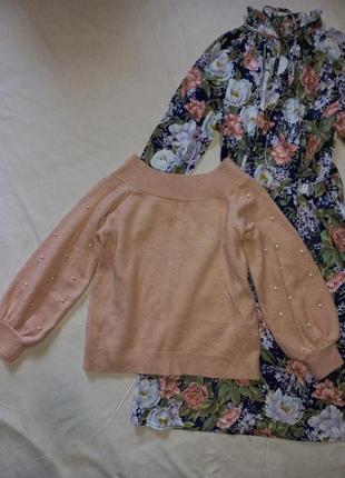 Стильный свитер с жемчужинами5 фото