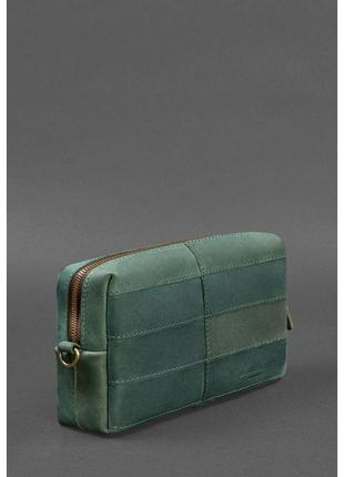 Шкіряна сумочка жіноча стильна сумочка-несесер красива косметичка зелена класний органайзер шкіряний3 фото