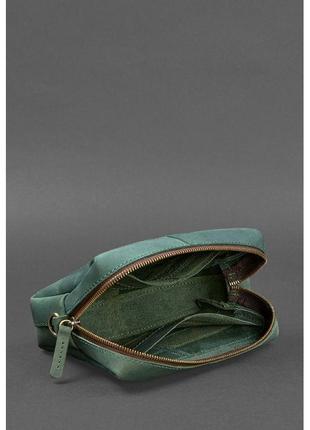 Шкіряна сумочка жіноча стильна сумочка-несесер красива косметичка зелена класний органайзер шкіряний4 фото