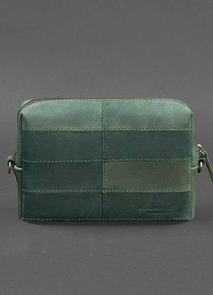 Шкіряна сумочка жіноча стильна сумочка-несесер красива косметичка зелена класний органайзер шкіряний6 фото