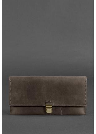Кожаный тревел-кейс на портфельном замке темно-коричневый холдер для документов мужчине и женщине кожаный1 фото