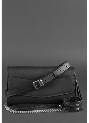 Кожаная женская сумка элис черная оригинальная женская сумка клатч-трансформер из натуральной кожи5 фото