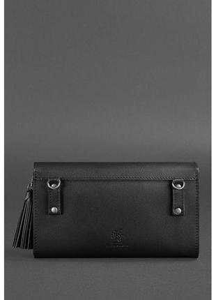 Кожаная женская сумка элис черная оригинальная женская сумка клатч-трансформер из натуральной кожи6 фото