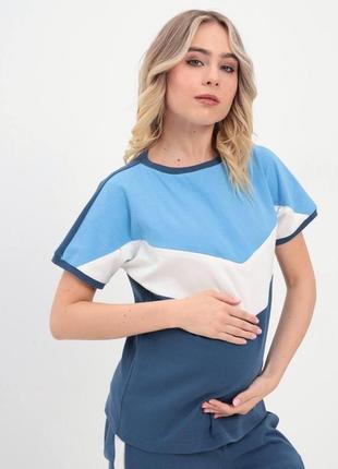 Летний костюм для беременных и кормящих. модный синий  костюм 42-56 рр7 фото