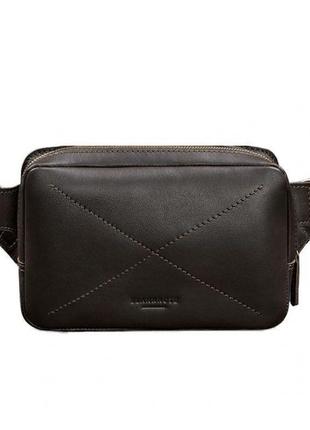 Кожаная поясная сумка dropbag mini темно-коричневая стильная поясная сумка из натуральной кожи сумка на пояс7 фото