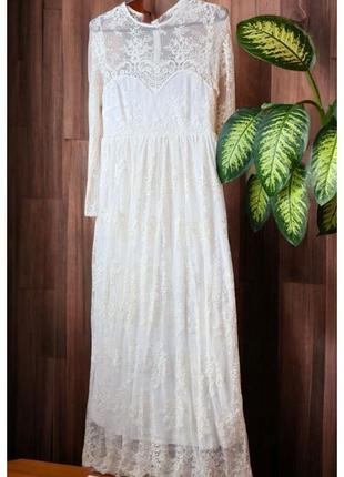 Длинное свадебное платье boohoo вышивка1 фото