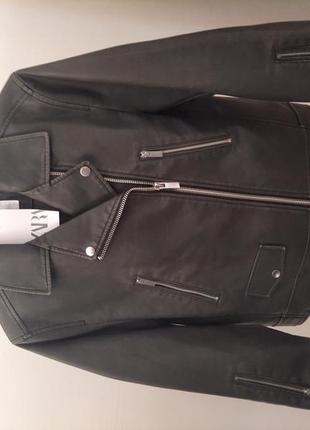 Куртка оверсайз в байкерском стиле из искусственной кожи zara2 фото