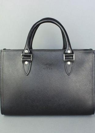 Женская кожаная сумка fancy черная сафьян качественная сумка люкс класса из натуральной кожи для женщин2 фото