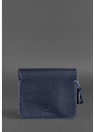 Кожаная женская бохо-сумка лилу темно-синяя эксклюзивная сумка бохо ручной работы стильная женская сумка люкс4 фото
