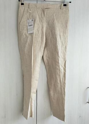 Новые брюки из льна zara, размер xs,1 фото