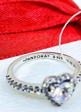 Серебряное кольцо пандора 198421c01 преданное сердце сердечко с камнями камушками сердца серебро проба 925 новое с биркой pandora4 фото