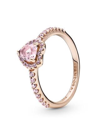 Серебряное кольцо пандора 188421c04 розовое сердце сердечко с розовым камнем камнями розовое золото позолота серебро проба 925 новое с биркой pandora6 фото