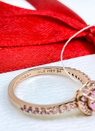 Серебряное кольцо пандора 188421c04 розовое сердце сердечко с розовым камнем камнями розовое золото позолота серебро проба 925 новое с биркой pandora5 фото
