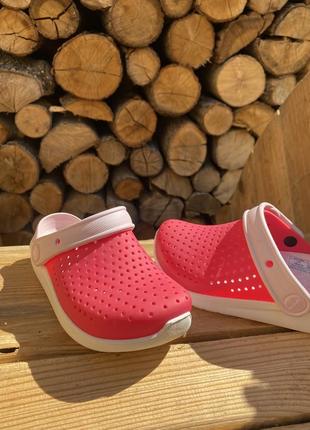 Детские кроксы crocs literide poppy/white1 фото