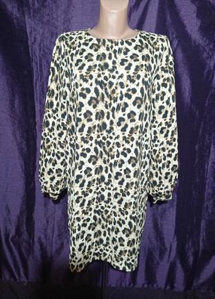 Платье мини прямого кроя,леопардовый принт, пишущий рукав,бренд esmara в коллаборации с heidi klum8 фото