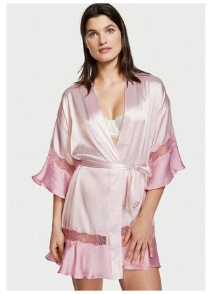 Атласний халат flounce satin robe victoria’s secret