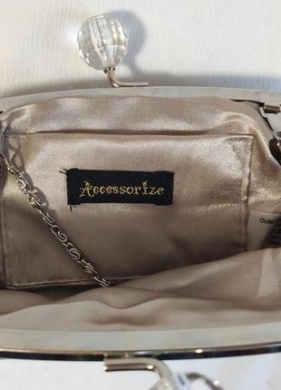 Клатч жіночий святковий сріблястий ошатний сумочка accessorize.4 фото