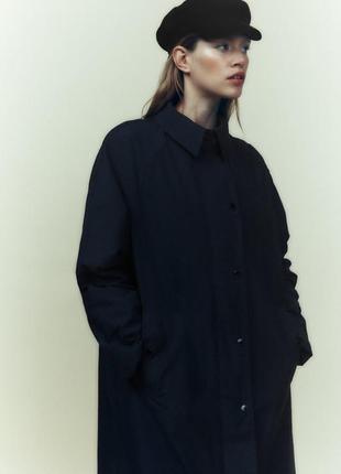 Черный женский демисезонный прямой миди плащ пальто/длинный тренч свободного кроя оверсайз винтаж7 фото