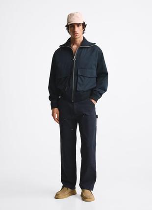 Штани з кишенями zara worker pants 0706/406/401 темно-синій3 фото