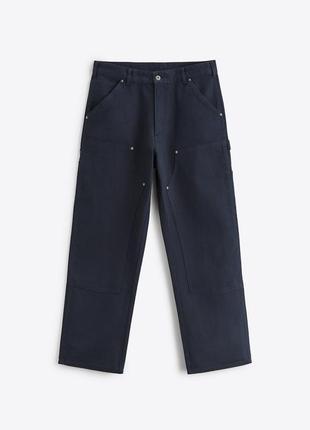 Брюки с карманами zara worker pants 0706/406/401 темно-синий