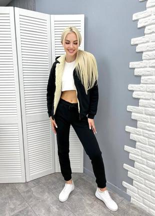 Жіночий теплий спортивний костюм зимовий на хутрі зима на флісі на близкавці