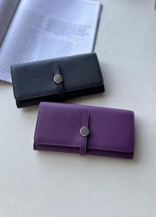 Черный кожаный женский кошелек