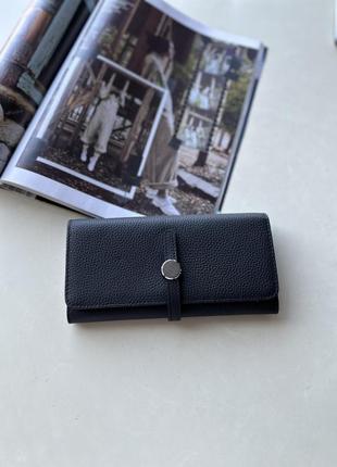 Черный кожаный женский кошелек