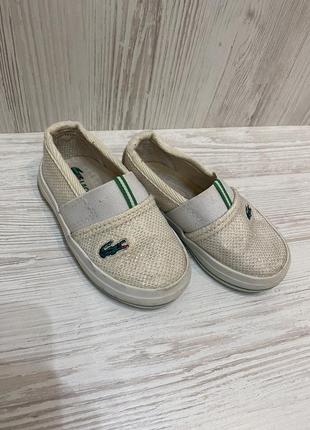 Кеды мокасины слипоны lacoste обувь на девочку 21 размер1 фото