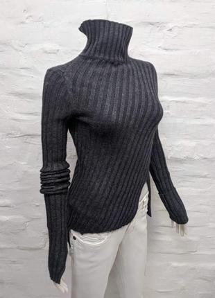 Celine оригинальный свитер из кашемира и мягкой шерсти в крупный рубчик с асимметрией4 фото