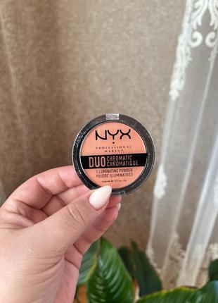 Хайлайтер для лица nyx professional makeup duo chromatic illuminating powder