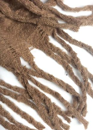 Теплый зимний шерстяной шарф-плед палантин мохеровый толстый объемный однотонный4 фото