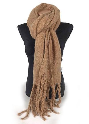Теплий зимовий вовняний шарф-плед палантин мохеровий товстий об'ємний однотонний2 фото
