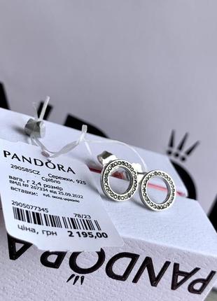 Сережки пандора срібло 925 сережки pandora серьги «блискуче коло» сережки пусети кульчики оригінальні сережки пандора нові бірка пломба2 фото