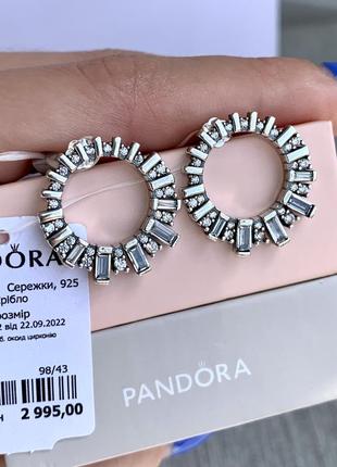 Сережки пандора срібло 925 сережки pandora серьги «крижана краса» сережки пусети кульчики оригінальні сережки пандора нові бірка пломба