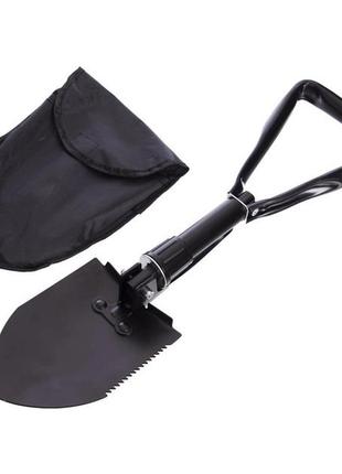 Лопата туристична багатофункціональна shovel 009, міні лопата для кемпінгу, саперна лопата. колір: чорний