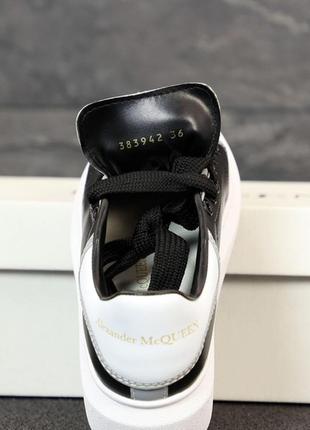 😍alexander mcqueen black white reflective😍жіночі кеди/кросівки маквин чорні демисезон7 фото