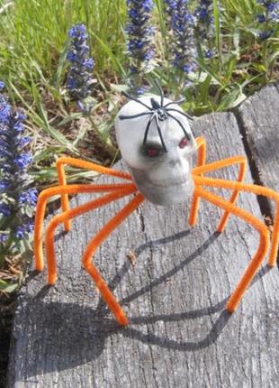 Декор для хєллоуина  паук  череп  оранжевый + подарок