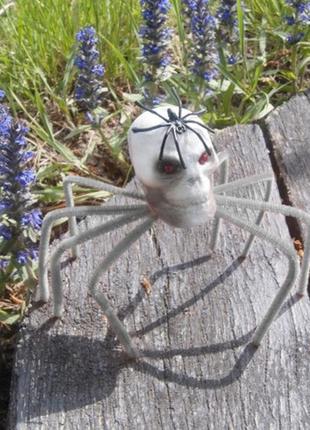 Декор для хєллоуина паук готический череп  серый + подарок