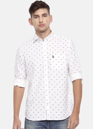 Белая рубашка u.s. polo, рубашка оксфорд, размер м1 фото