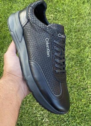 Чоловічі шкіряні кросівки calvin klein, крутые мужские кроссовки, натуральная кожа
