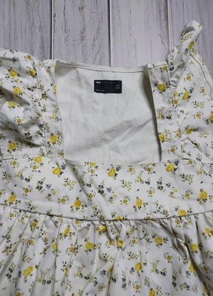 Платье джинсовое babydoll с цветочным принтом и рукавами с рюшами, размер uk10, s/m, бренд asos2 фото
