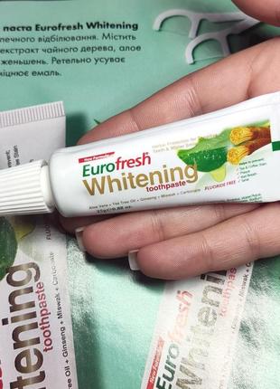 Дорожная зубная паста отбеливающая с месваком eurofresh whitening 25г1 фото