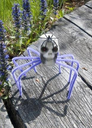 Декор для хєллоуина паук готический череп фиолетовый + подарок