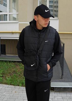 Черная мужская жилетка nike туречковина s, m, l, xl, xxl, xxl5 фото